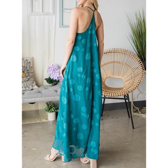 Teal Chiffon Maxi Dress - Picture 2 of 9